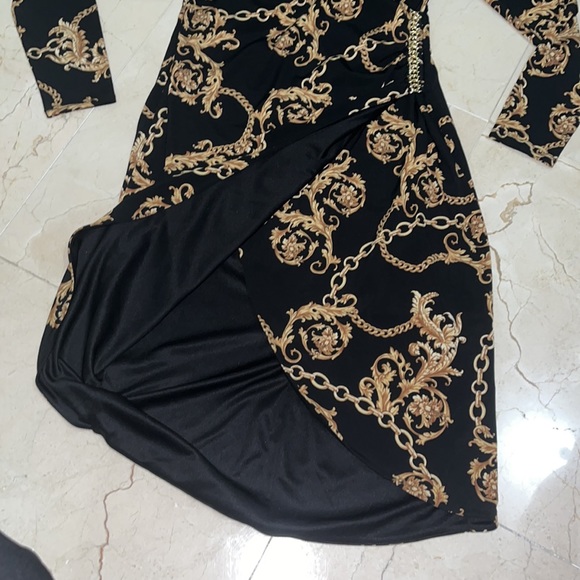 THALIA SODI Chain & Gold Leaf Print Long Sleeve Dress - Picture 4 of 4